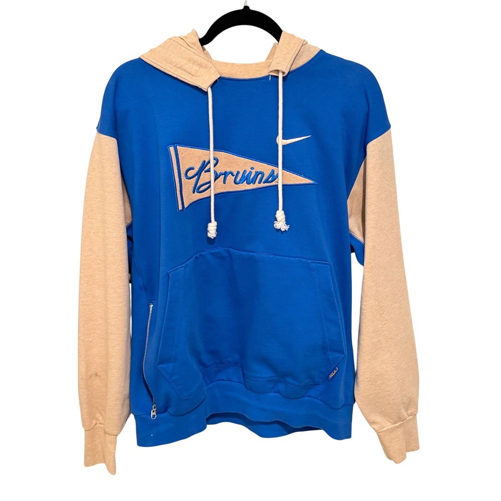 Nike UCLA Bruins Dri-FIT Hoodie Blue Tan Colorblock Pennant Sweatshirt Mens L
